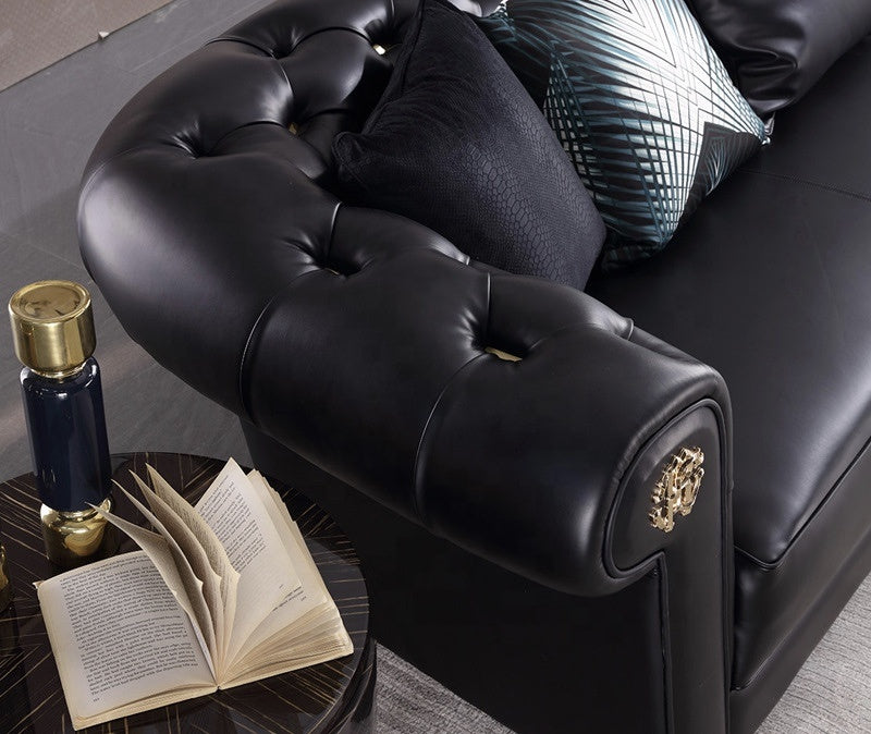Designer Sofa Set:- Leatherette Black Lounge,Luxury Furniture Sofa Set