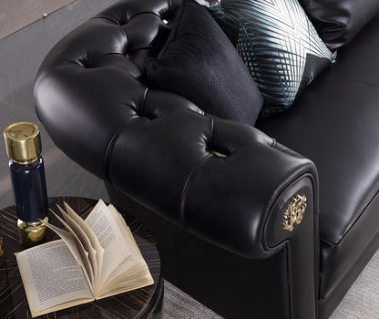 Designer Sofa Set:- Leatherette Black Lounge,Luxury Furniture Sofa Set