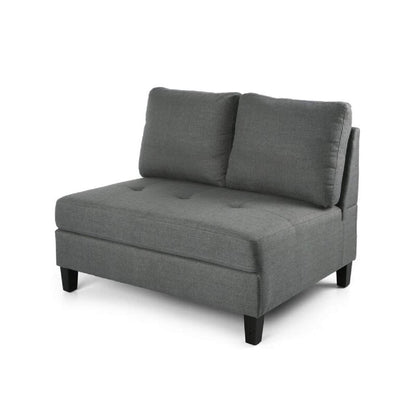 Designer Sofa Set:- Grey L Shape 6 Seater Fabric Luxury Furniture Sofa Set