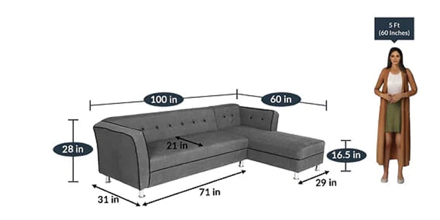 Designer Sofa Set:- Dora L Shape 5 Seater Fabric Luxury Furniture Sofa Set