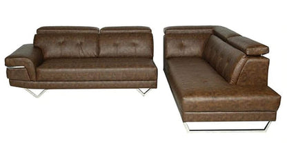 Designer Sofa Set:- Hugo Corner L Shape 6 Seater Fabric Luxury Furniture Sofa Set (Brown)