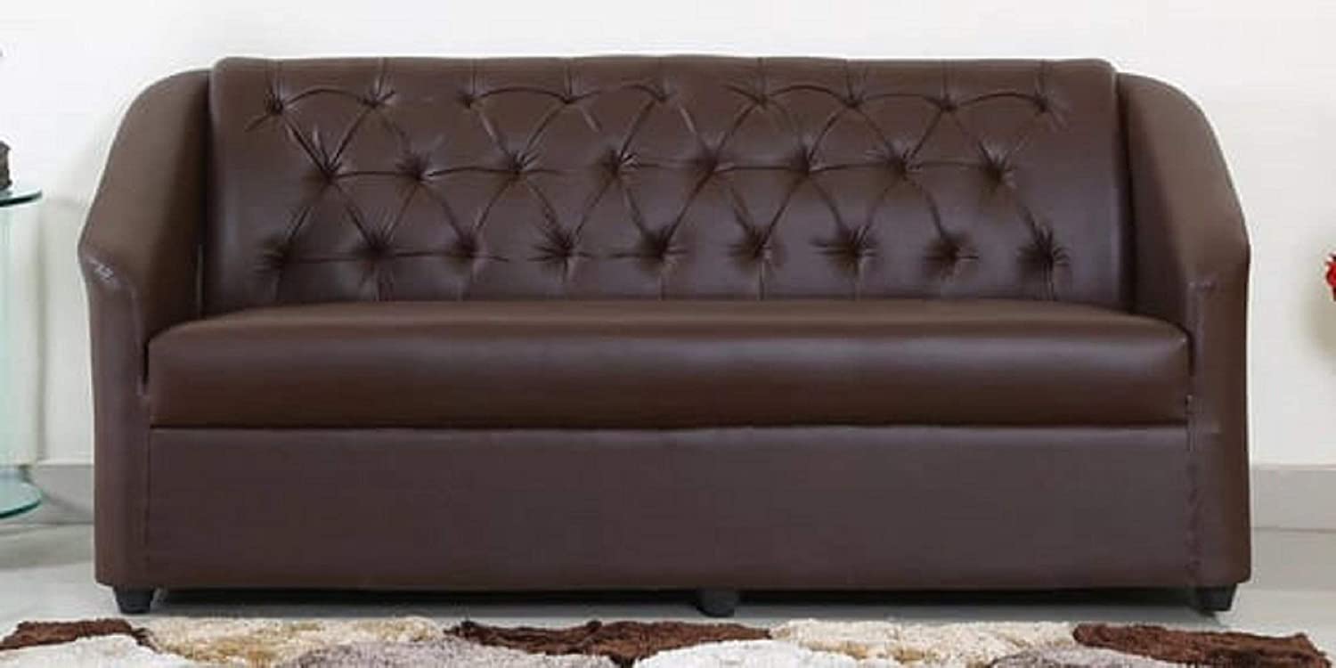 Designer Sofa Set:- Dark Brown 3 Seater Leatherette Luxury Furniture Sofa Set