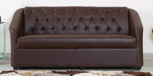 Designer Sofa Set:- Dark Brown 3 Seater Leatherette Luxury Furniture Sofa Set