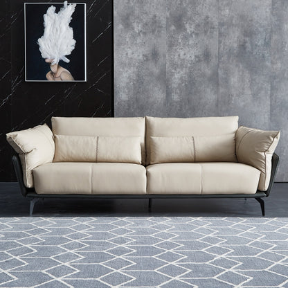 Designer Sofa Set:- Quality Leatherette 3 Seater Luxury Furniture Sofa Set (Cream)