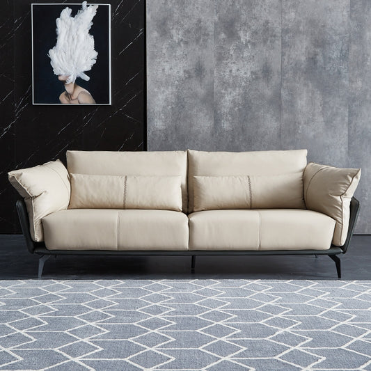 Designer Sofa Set:- Quality Leatherette 3 Seater Luxury Furniture Sofa Set (Cream)