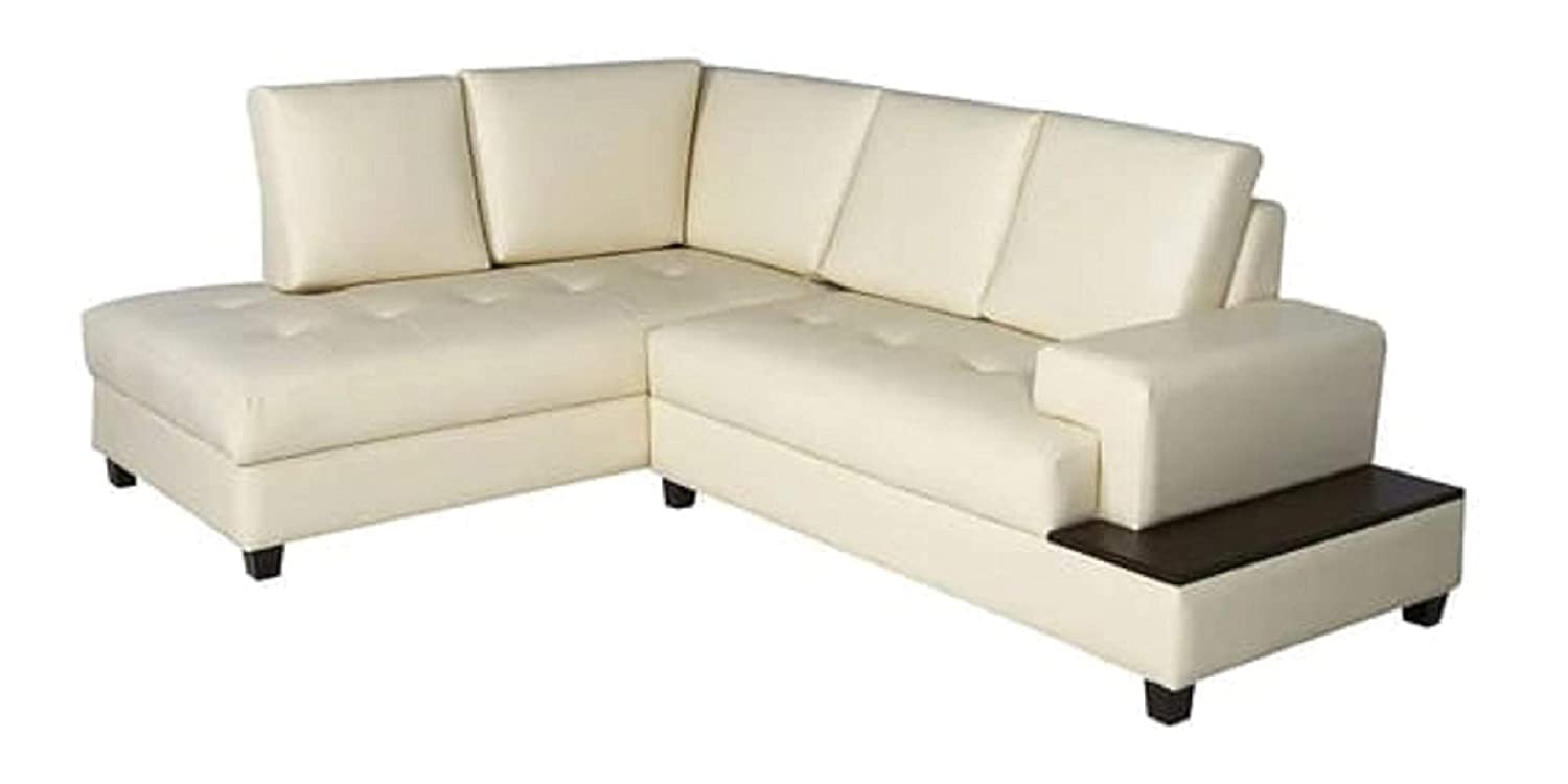 Designer Sofa Set:- L Shape 5 Seater Leatherette Luxury Furniture Sofa Set (Off White)
