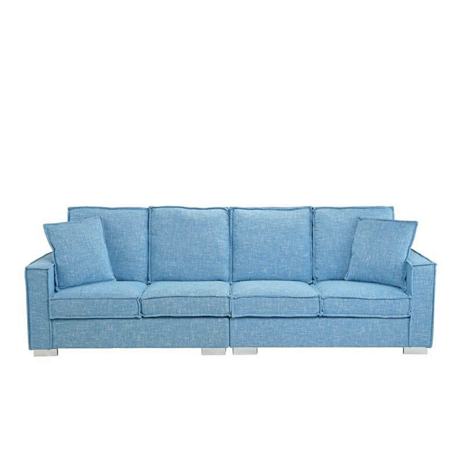Designer Sofa Set:- 4 Seater Fabric Luxury Furniture Sofa Set (Light Blue)