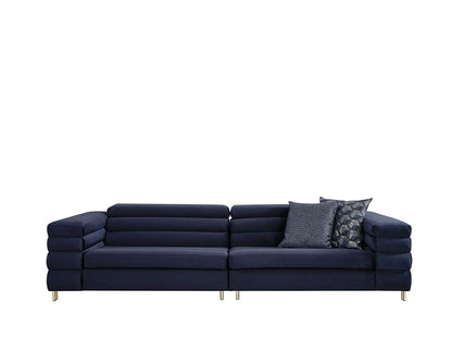 Designer Sofa Set:- 4+2+1 Fabric 7 Seater Luxury Furniture Sofa Set (Grey & Blue)