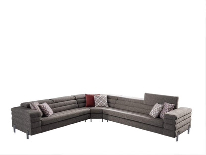 Designer Sofa Set:- Legacy L Shape Fabric 6 Seater Sofa Set Luxury Furniture (Cream)