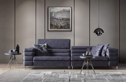 Designer Sofa Set:- 4 Seater Fabric Luxury Furniture Sofa Set (Dark Grey)