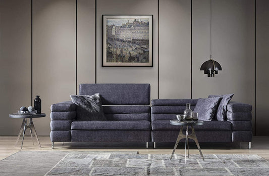 Designer Sofa Set:- 4 Seater Fabric Luxury Furniture Sofa Set (Dark Grey)