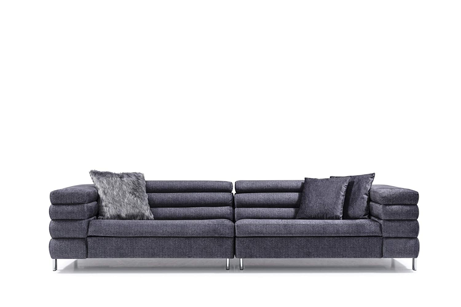 Designer Sofa Set:- 4 Seater Fabric Luxury Furniture Sofa Set (Dark Grey)