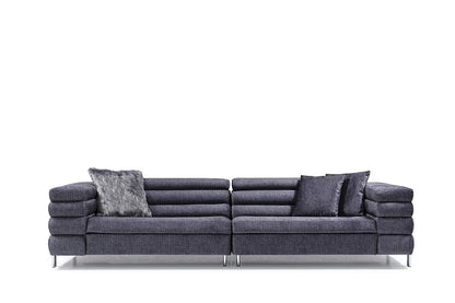 Designer Sofa Set:- 4 Seater Fabric Luxury Furniture Sofa Set (Dark Grey)