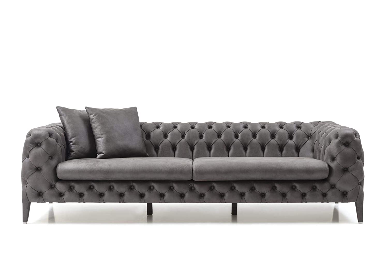 Designer Sofa Set:- 2+2+1 Wing Chair 5 Seater Luxury Furniture Sofa Set (Grey & Cream)