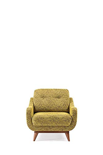 Designer Sofa Set:- 2+2+1 Fabric 6 Seater Luxury Furniture Sofa Set with Arms Chair (Yellow Printed, Dark Grey)