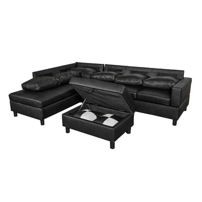Designer Sofa Set:- Paes 3+2+1 Leatherette Luxury Furniture Sofa Set (Black)
