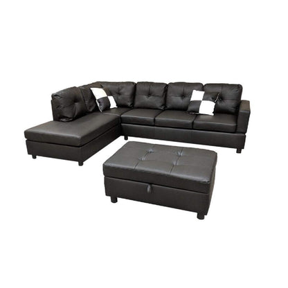 Designer Sofa Set:- Paes 3+2+1 Leatherette Luxury Furniture Sofa Set (Black)