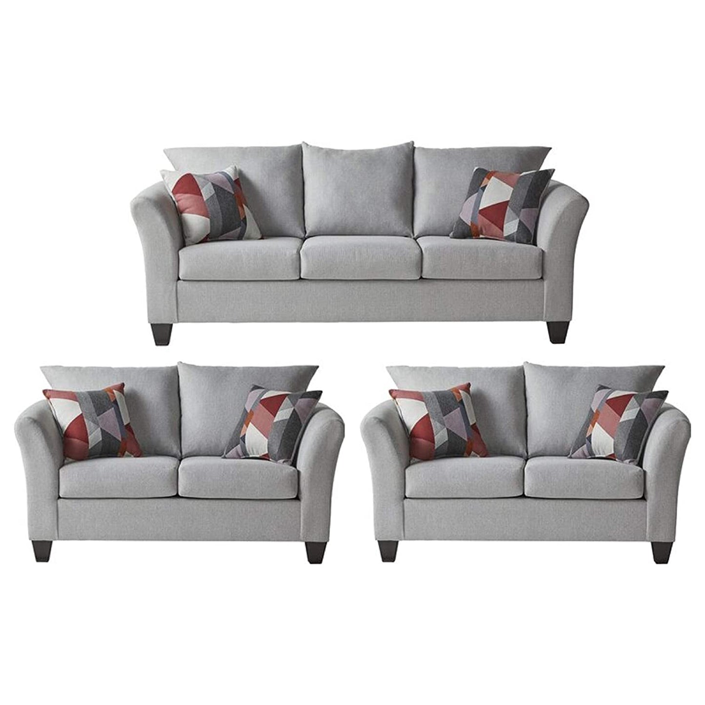 Designer Sofa Set:- Barkeley 3+2+2 Fabric 7 Seater Luxury Furniture Sofa Set (Grey)
