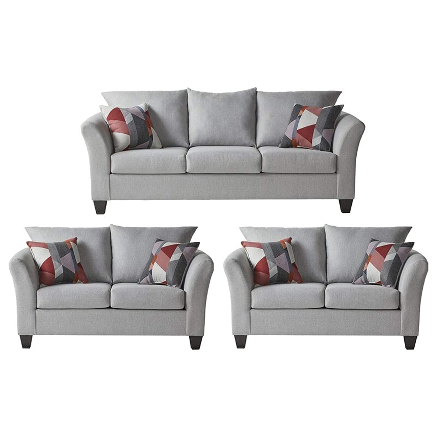 Designer Sofa Set:- Barkeley 3+2+2 Fabric 7 Seater Luxury Furniture Sofa Set (Grey)