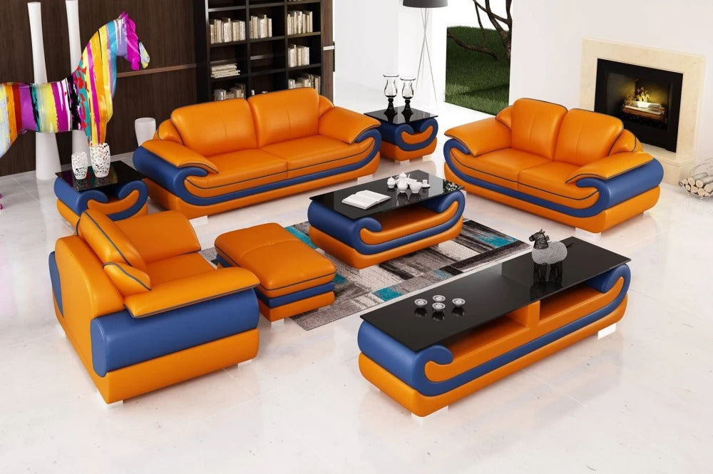 Designer Sofa Set:- Fabric Leatherette Lounge Luxury Furniture Sofa Set
