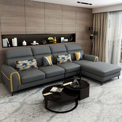 Designer Sofa Set:- Luxury Furniture L Shape Sofa Set in Fabric 