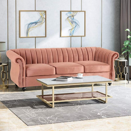 Designer Sofa Set:- 3 Seater Velvet Fabric Luxury Furniture Sofa Set 