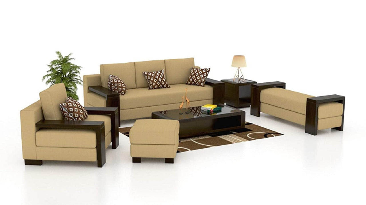 Designer Sofa Set:- Paes 3+2+1 Fabric Wooden Luxury Furniture Sofa Set