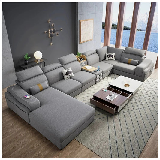 Designer Sofa Set:- U Shape fabric Luxury Furniture Sofa Set