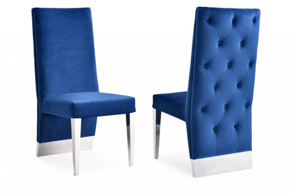 Dining Chair BERRY Blue Velvet & Stainless Steel Dining Chair (Set of 2)