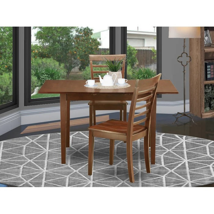 Dining Set 3 Piece Straight Ladder Back Dining Table Set