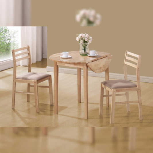 Dining Set 3 Piece Wooden Round Dining Table Set