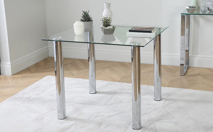 Dining Set : Dining Table with 4 Leon Black Leather Chairs