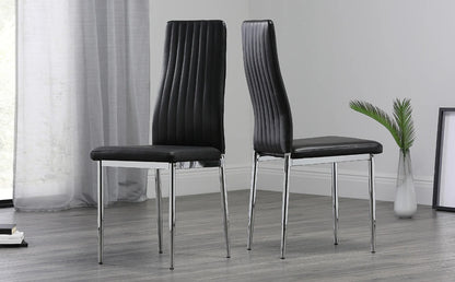 Dining Set : Dining Table with 4 Leon Black Leatherette Chairs
