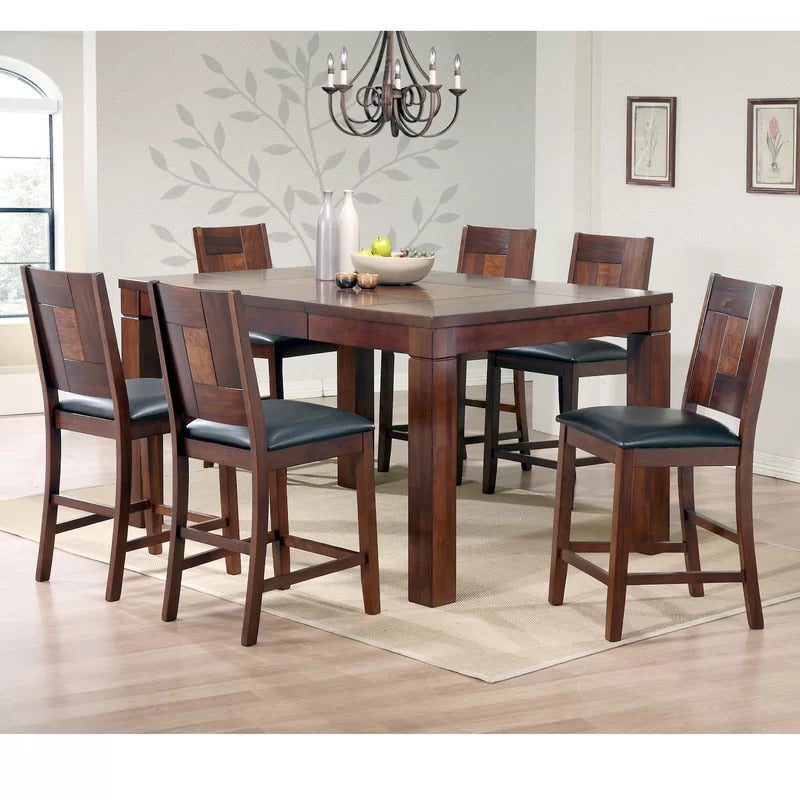 Dining Set: Dining Table with 6 Chairs Butterfly Leaf Dining Set