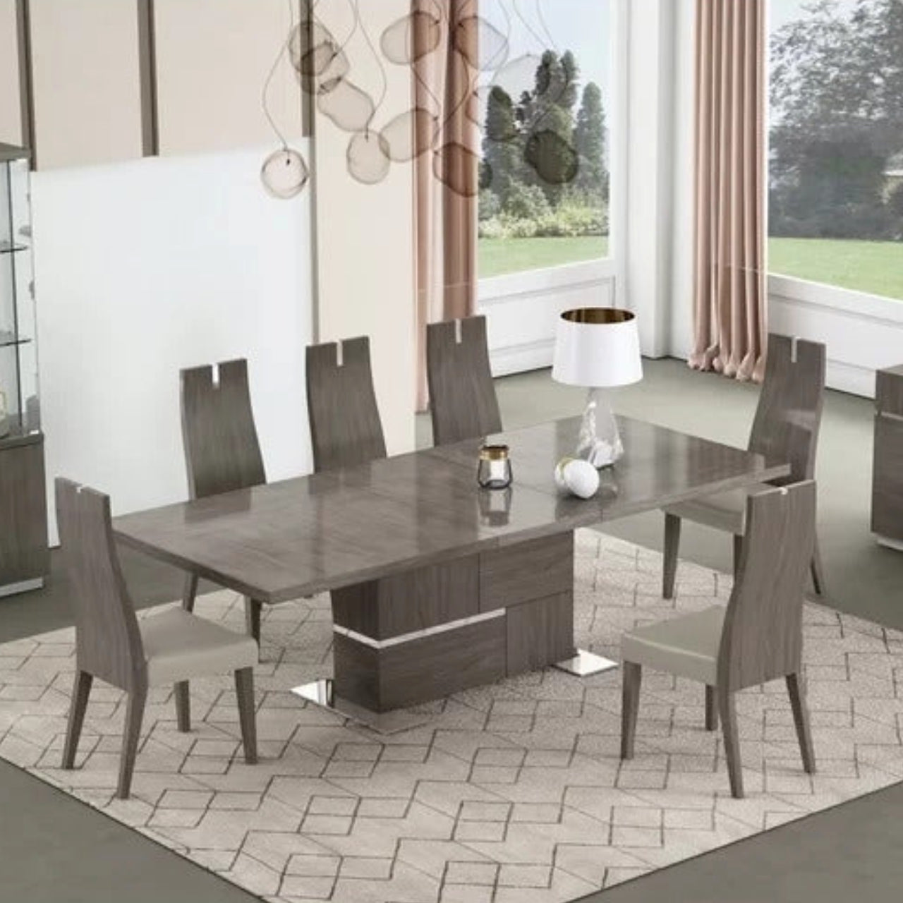 Dining Set Dining Table with 6 Chairs Butterfly Leaf Dining Set