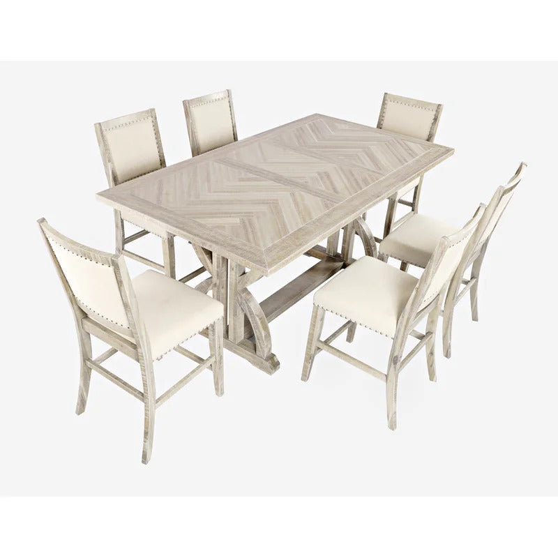  Dining Set: Dining Table with 6 Chairs Counter Height  Dining Set