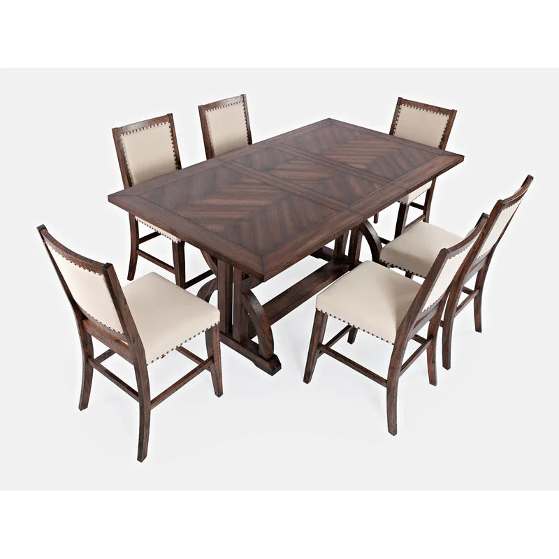  Dining Set: Dining Table with 6 Chairs Counter Height  Dining Set