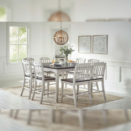 Dining Set Dining Table with 6 Chairs Rubberwood Solid Wood Dining Set
