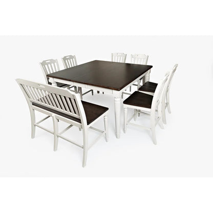 Dining Set: Dining Table with 6 Chairs Rubberwood Solid Wood Dining Set