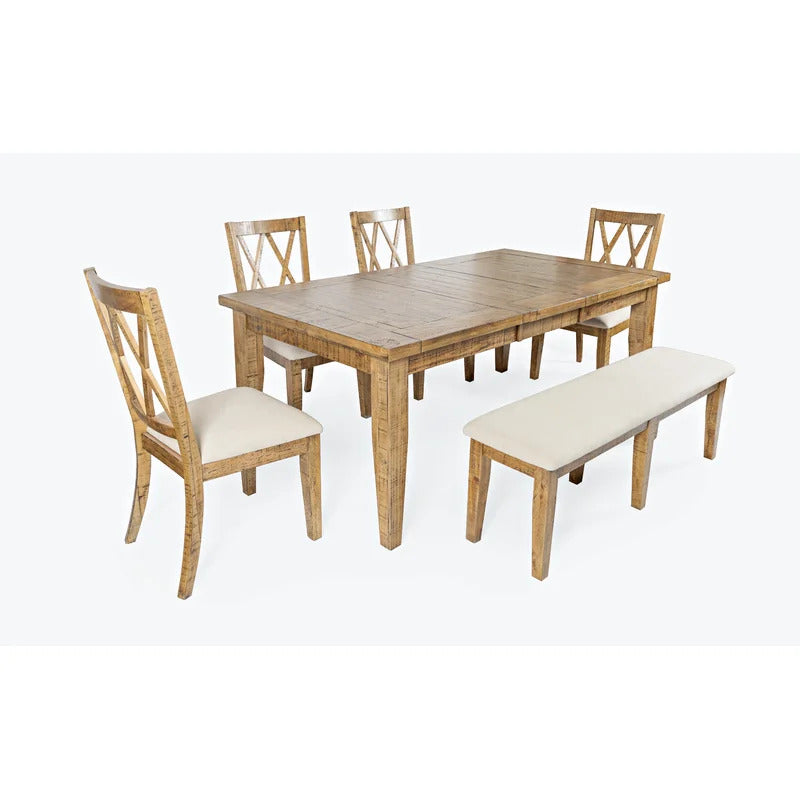 Dining Set: Dining Table with 6 Chairs Solid Pine Dining Set