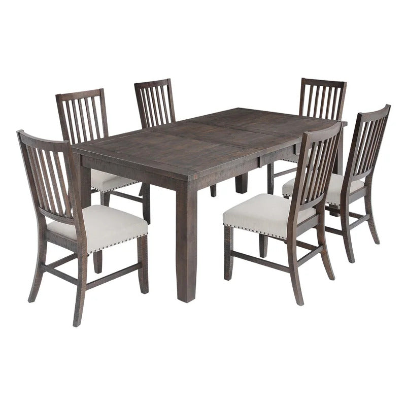 Dining Set: Dining Table with 6 Chairs Solid Pine Dining Set