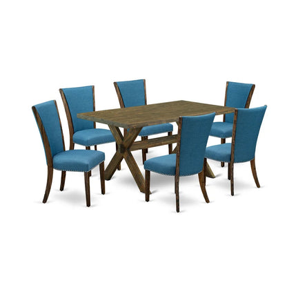 Dining Set: Dining Table with 6 Chairs Solid Wood Dining Set