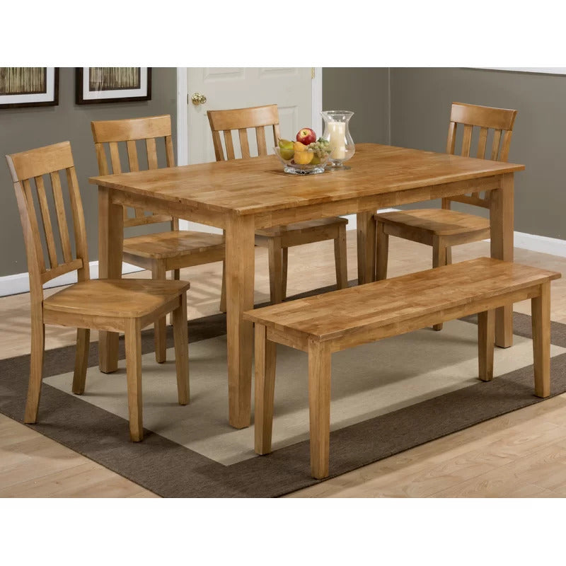 Dining Set: Dining Table with 6 Chairs Wood Dining Set