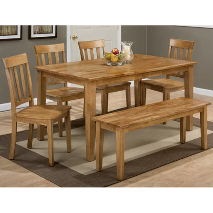 Dining Set: Dining Table with 6 Chairs Wood Dining Set