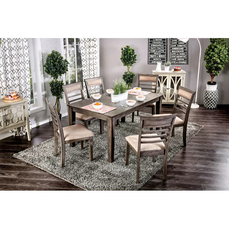 Dining Set: Dining Table with 6 Chairs Wood Dining Set