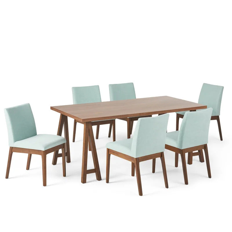 Dining Set: Dining Table with 6 Chairs Wood Dining Set