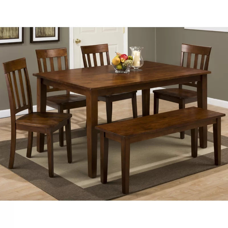 Dining Set: Dining Table with 6 Chairs Wood Dining Set