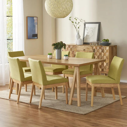 Dining Set: Dining Table with 6 Chairs Wood Dining Set
