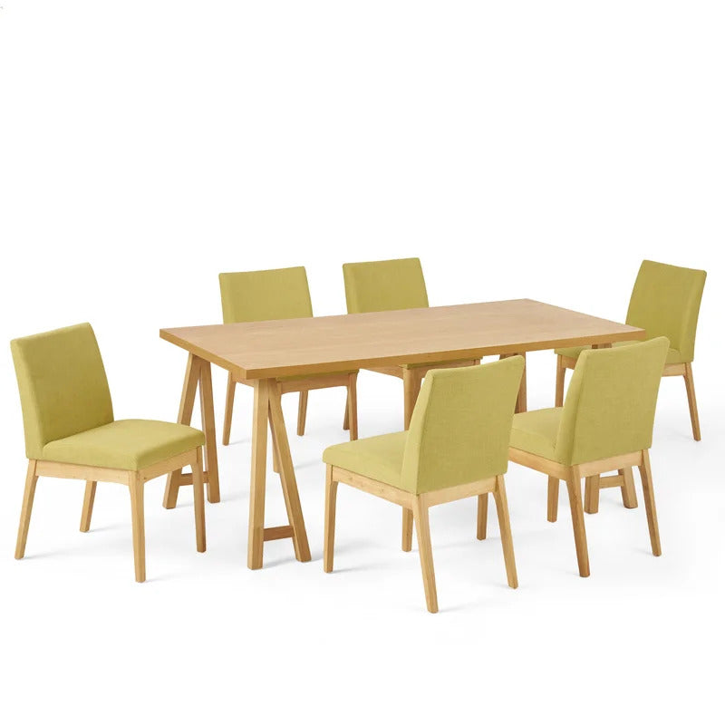 Dining Set: Dining Table with 6 Chairs Wood Dining Set