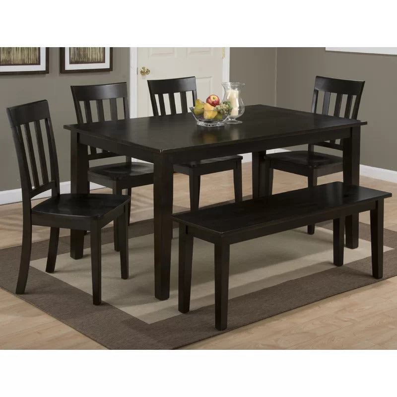 Dining Set: Dining Table with 6 Chairs Wood Dining Set